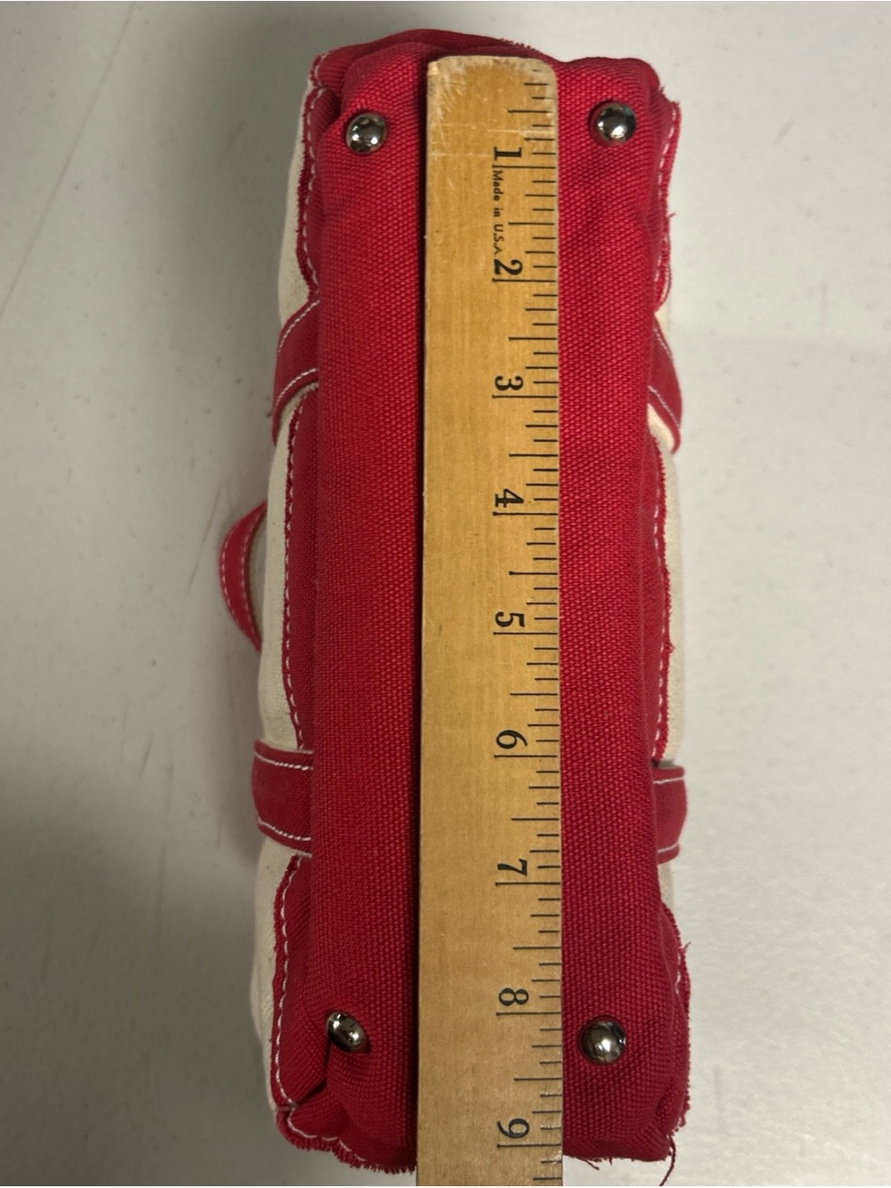 NEW Viral Sunwin Boatkin Small Tote Cream canvas/Red Handles Beach Wirkincore - Picture 11 of 13